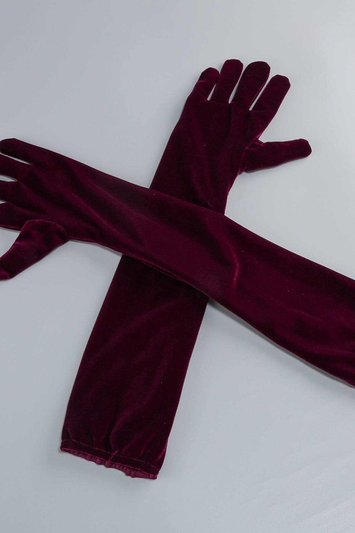 Diana Burgundy Strapless Velvet Maxi Dress with Long Gloves Avalabel