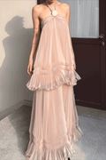 Sharon Blush Pink Pleated Maxi Dress Avalabel