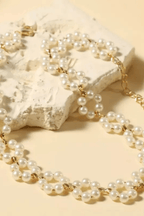 Pearl Flower Woven Choker Necklace Avalabel
