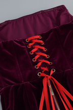 Diana Burgundy Strapless Velvet Maxi Dress with Long Gloves Avalabel