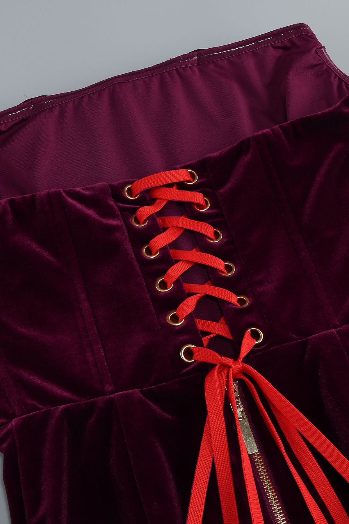 Diana Burgundy Strapless Velvet Maxi Dress with Long Gloves Avalabel