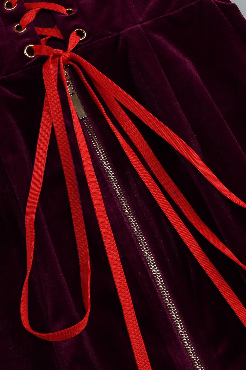 Diana Burgundy Strapless Velvet Maxi Dress with Long Gloves Avalabel
