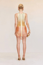Maren Halter Ombre Metallic Fringe Asymmetrical Mini Dress - Avalabel