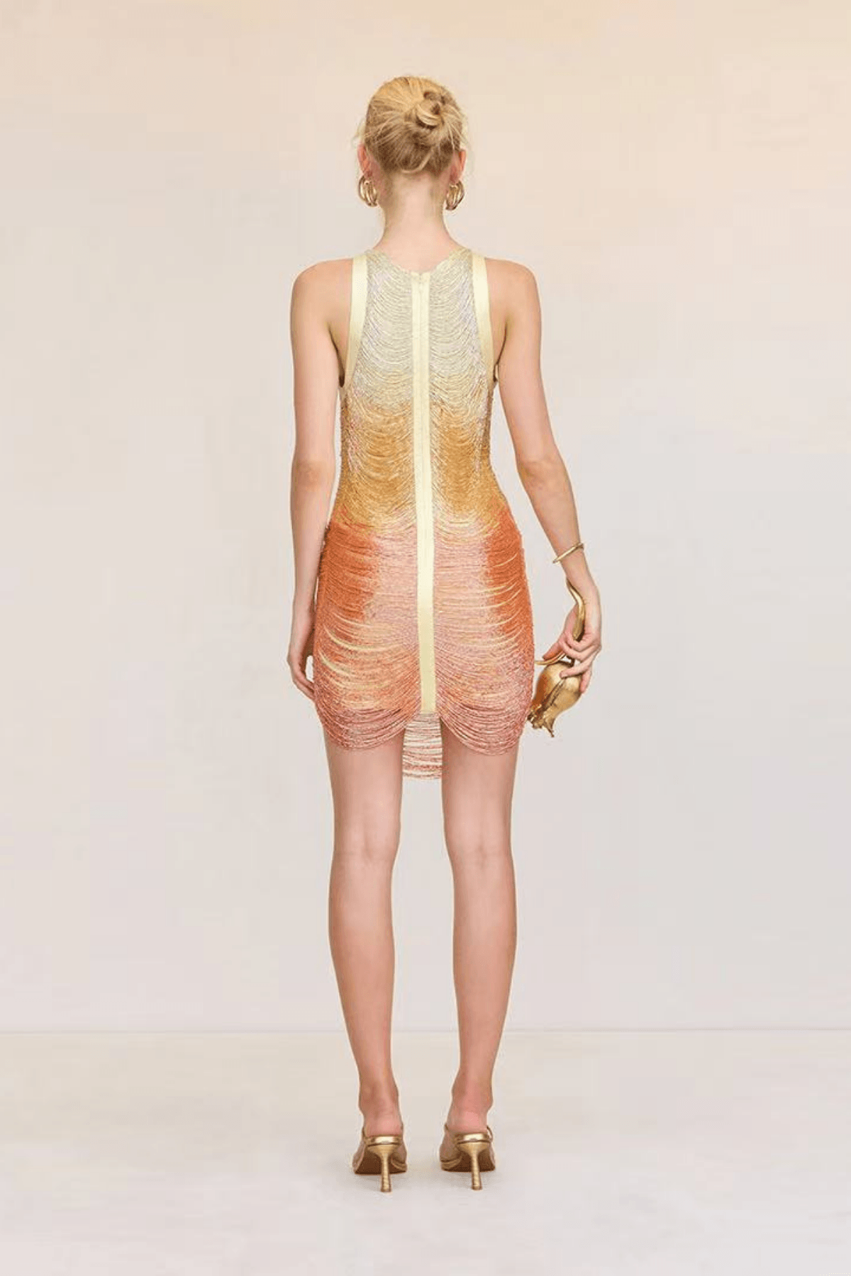 Maren Halter Ombre Metallic Fringe Asymmetrical Mini Dress - Avalabel