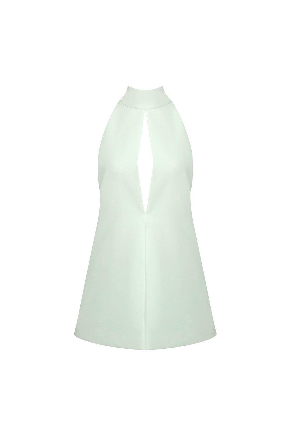 V-Neck Cutout Backless Crepe Halter Dress - Celadon Avalabel