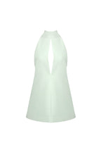 V-Neck Cutout Backless Crepe Halter Dress - Celadon Avalabel