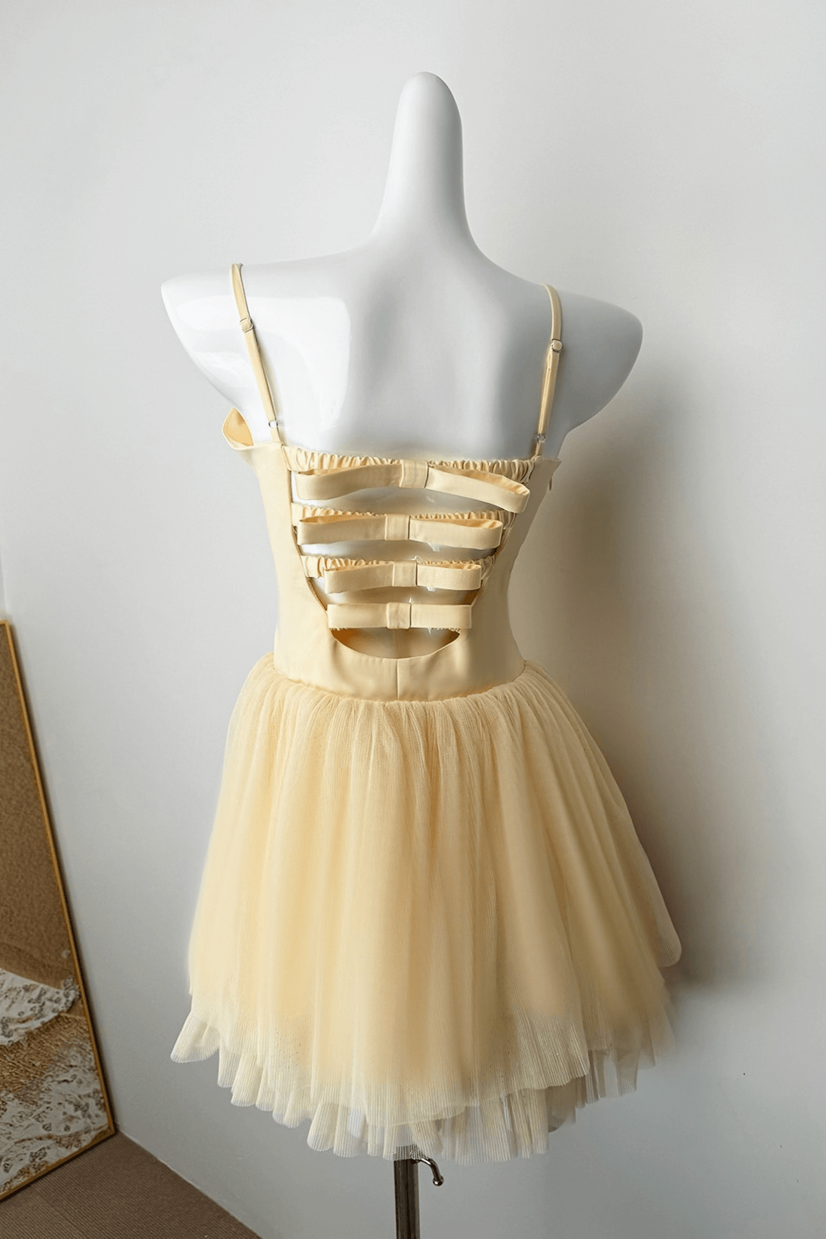 Elle Yellow Spaghetti Strap Corset Tulle Mini Dress Avalabel