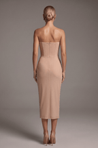 Joe Strapless Rhinestone Grid Flower Midi Dress Avalabel