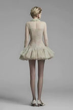 Embroidered Flared long sleeve Mini Dress Avalabel