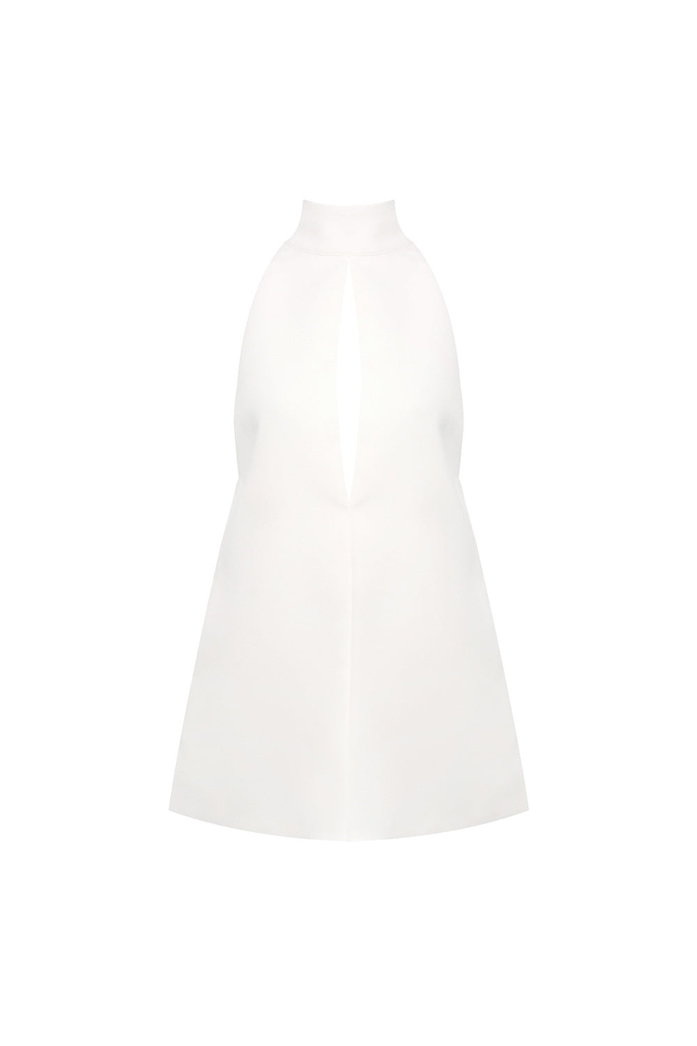 V-Neck Cutout Backless Crepe Halter Dress - White Avalabel