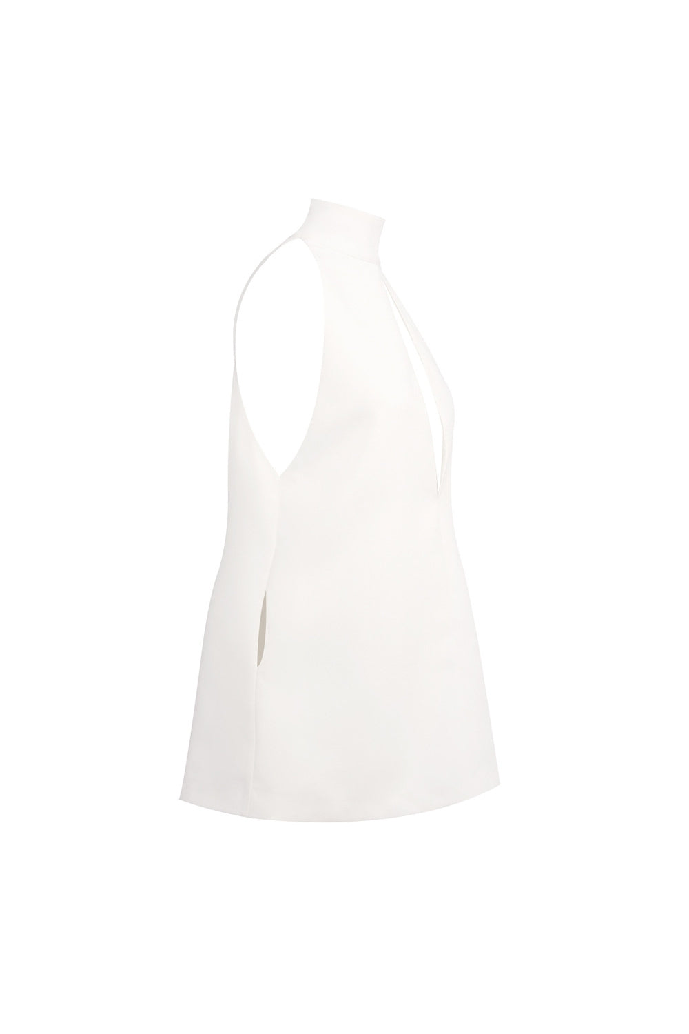 V-Neck Cutout Backless Crepe Halter Dress - White Avalabel