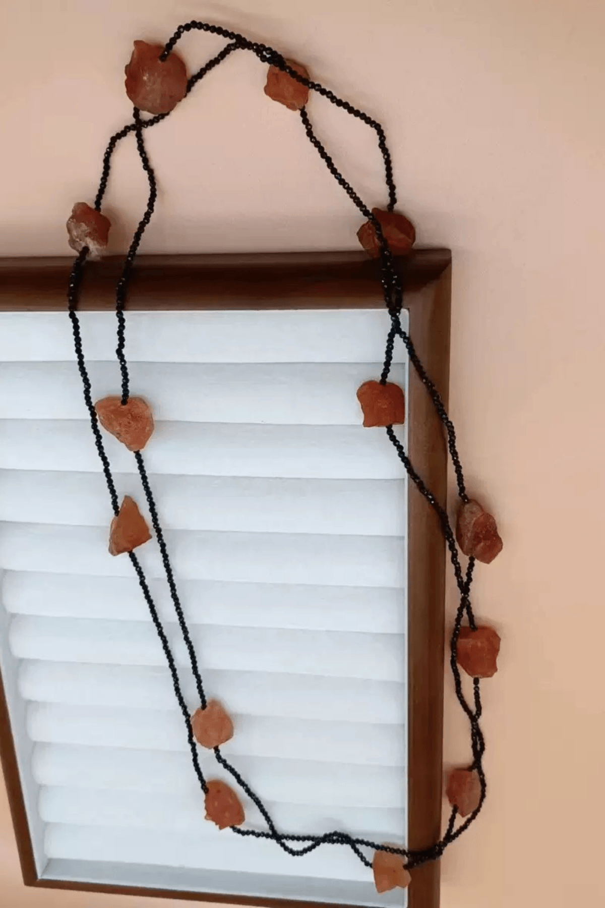 Black Chain Orange Raw Stone Layered Necklace Avalabel