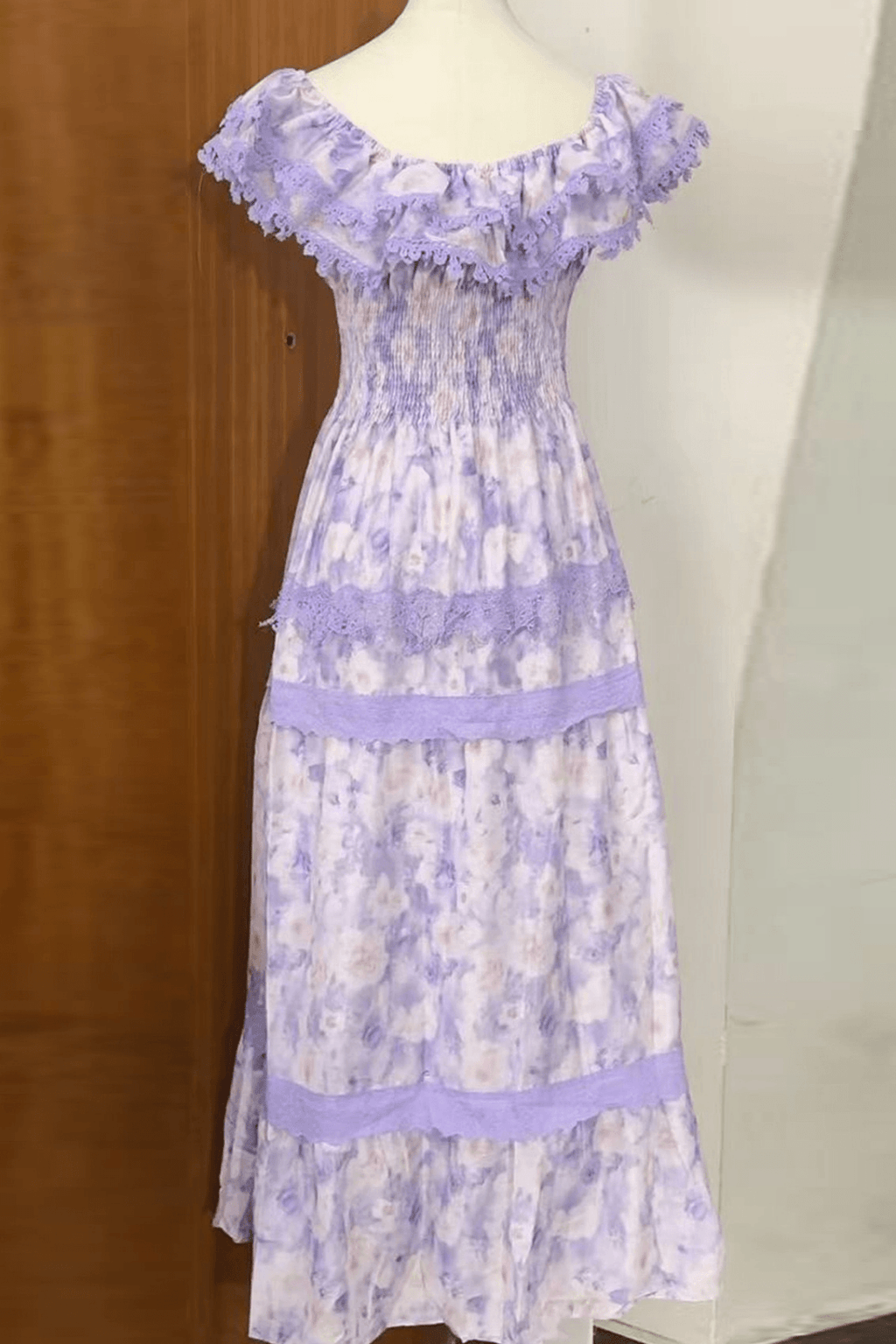 Kate Off Shoulder Ruffled Trim Floral Tiered Dress Avalabel