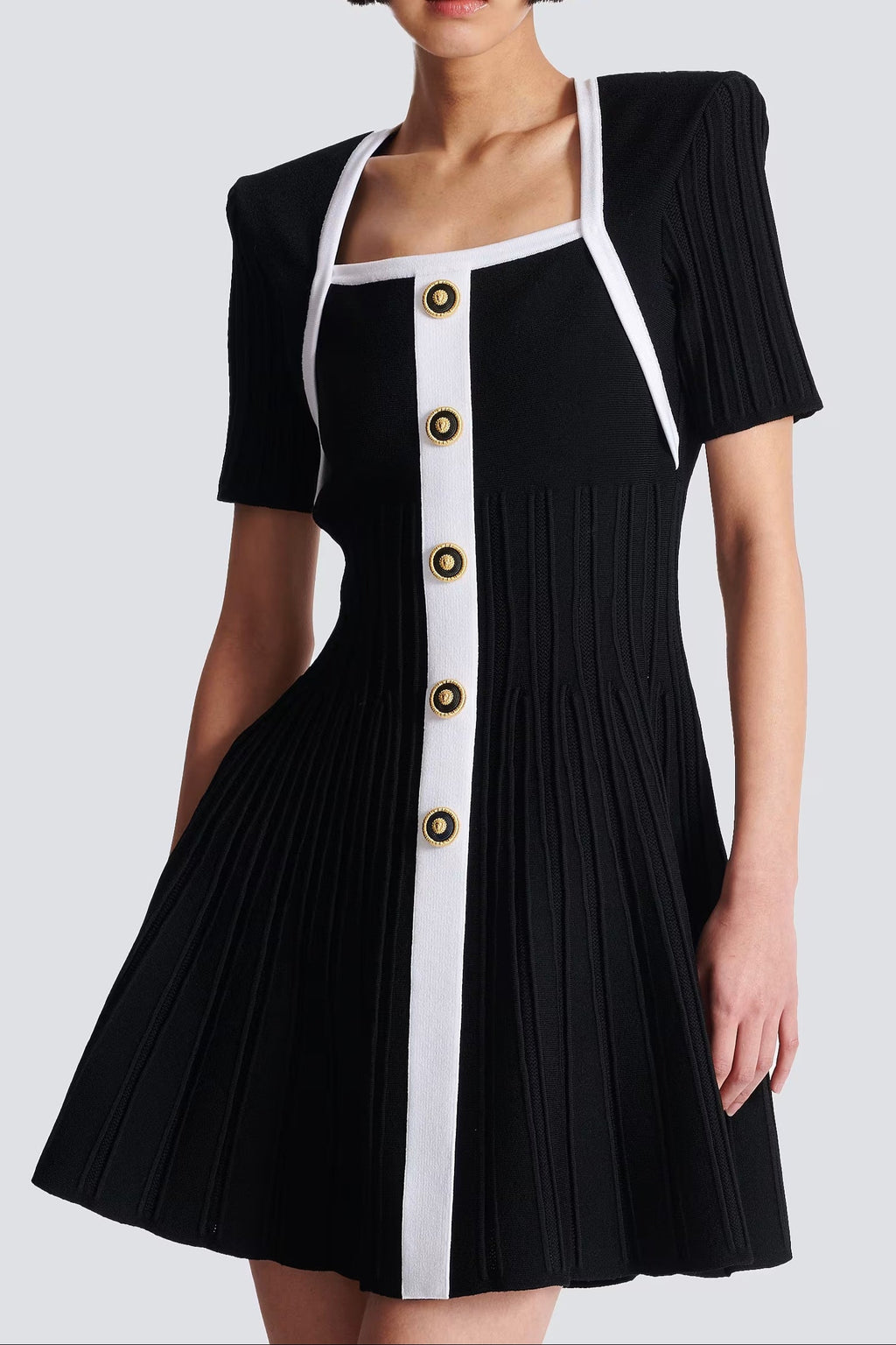 Two-Tone A-Line Knit Dress Avalabel