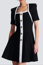 Two-Tone A-Line Knit Dress Avalabel