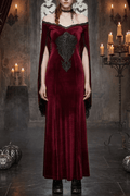 Rina Gothic Off Shoulder Velvet Cape Sleeve Dress Avalabel