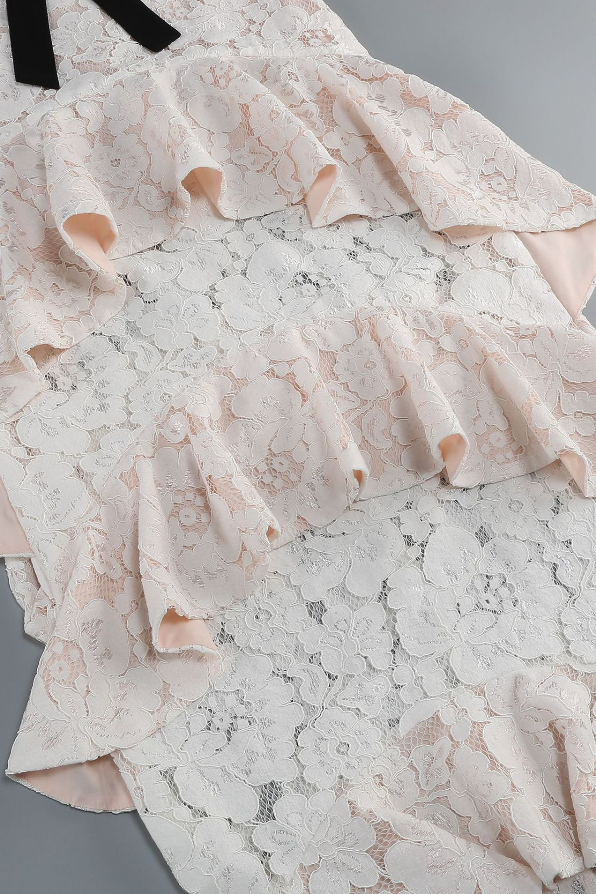 Nina White Lace Halter Neck Bow Tiered Ruffle Dress Avalabel