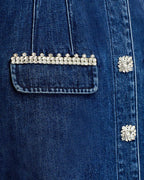 Denim Rhinestone Trim Dress in blue Avalabel