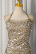 Eden Champagne Sequin Ruched Mini Dress Avalabel