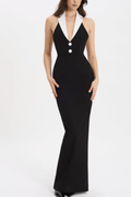 Stella Contrast Lapel Halter Mermaid Evening Dress Avalabel