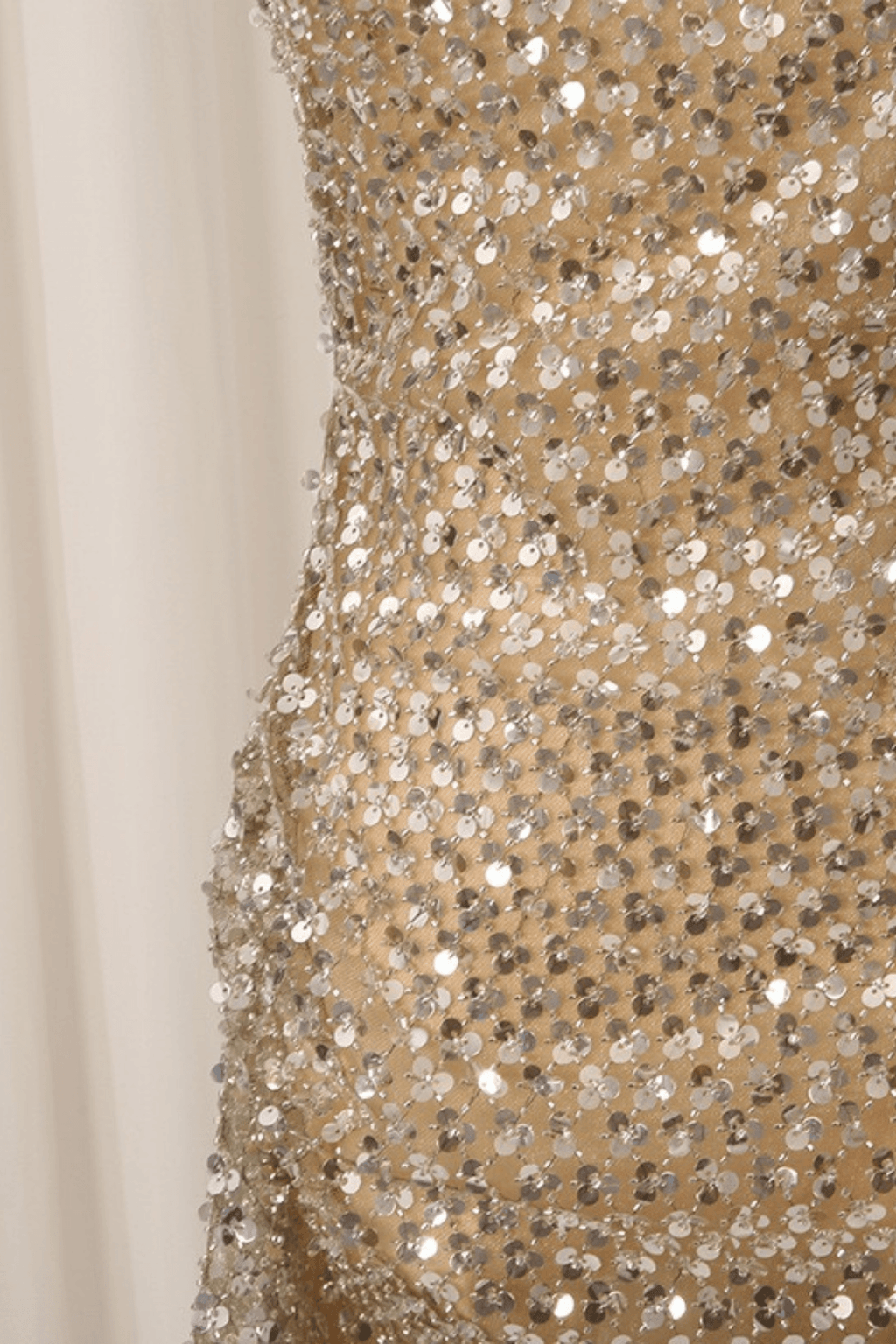 Eden Champagne Sequin Ruched Mini Dress Avalabel