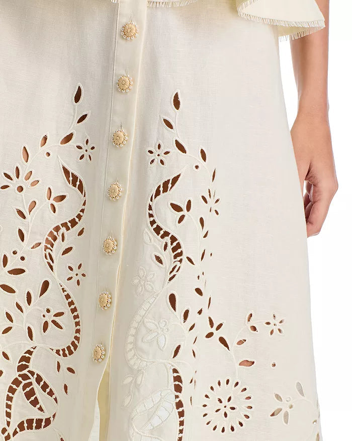 Peplum Hollow Midi Dress in Beige Avalabel