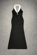 Stella Contrast Lapel Halter Mermaid Evening Dress Avalabel