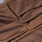 Backless Split Twist-Front Bodycon Midi Dress In Brown Avalabel