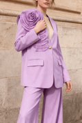 Jane Lavender 3D Ruffle Flower Blazer Avalabel