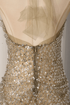 Eden Champagne Sequin Ruched Mini Dress Avalabel