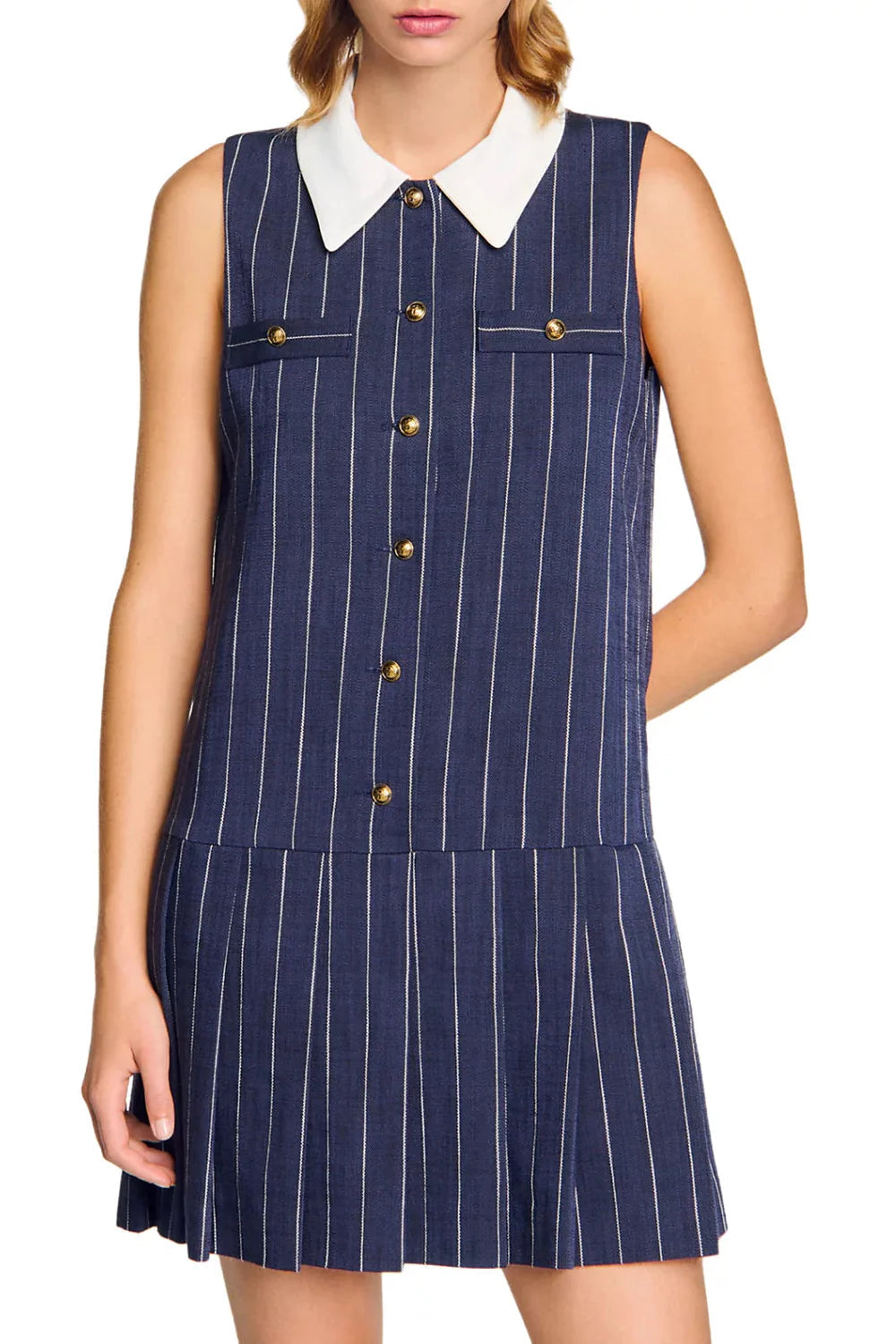 Striped Mini Dress in Navy Blue Avalabel