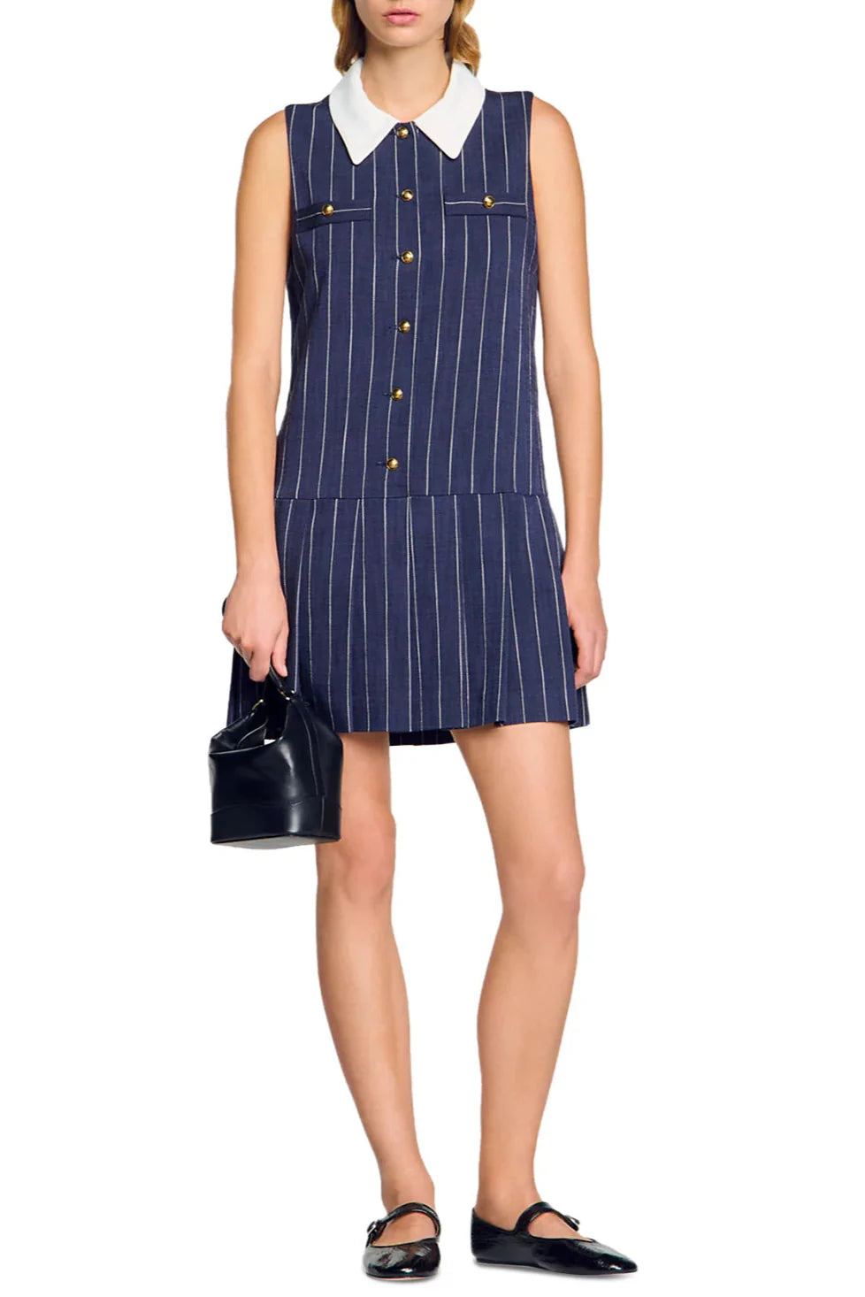 Striped Mini Dress in Navy Blue Avalabel