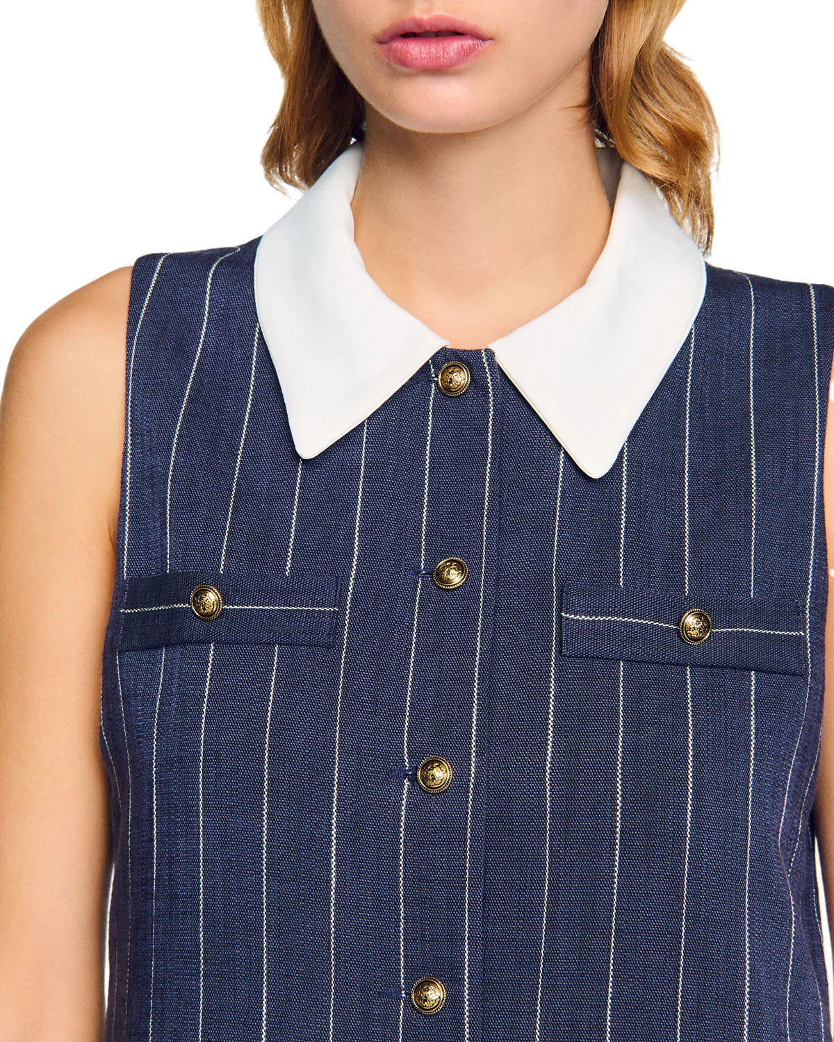 Striped Mini Dress in Navy Blue Avalabel