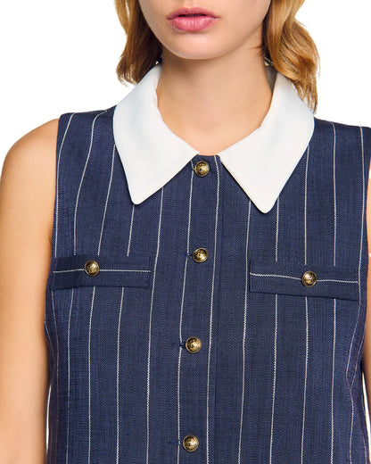 Striped Mini Dress in Navy Blue