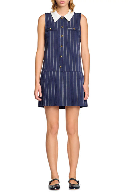 Striped Mini Dress in Navy Blue