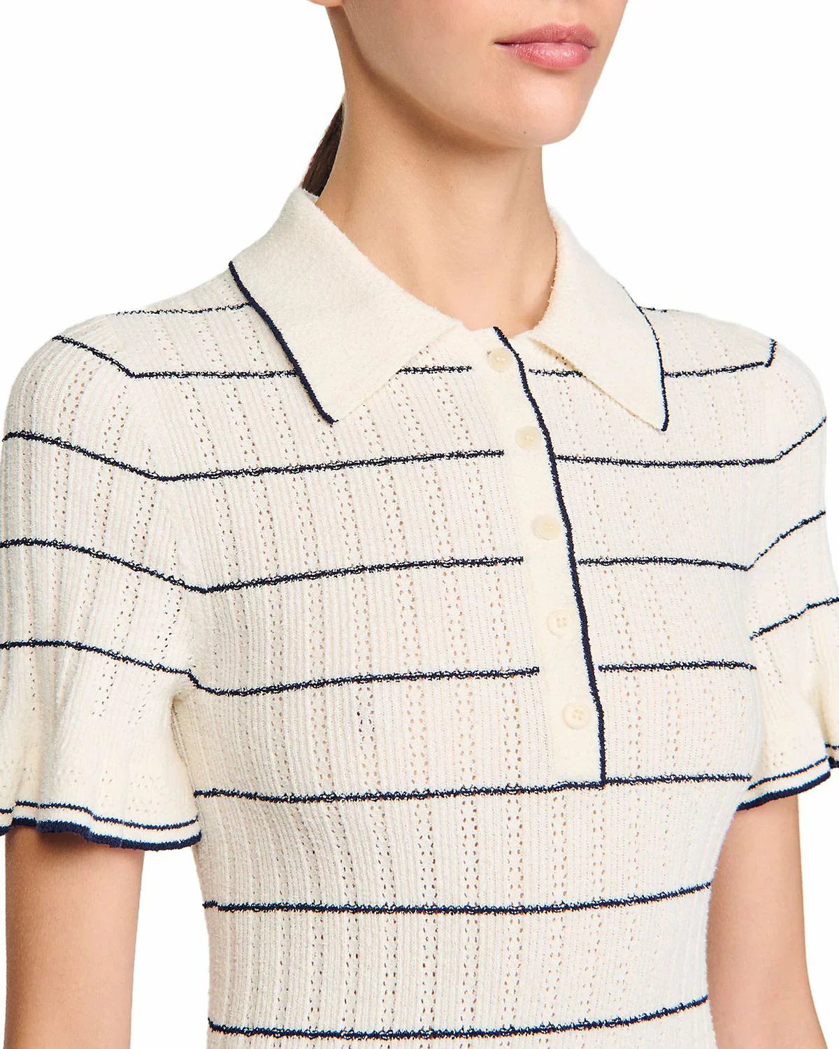 Stripe Knitted Maxi Dress in Ecru Avalabel
