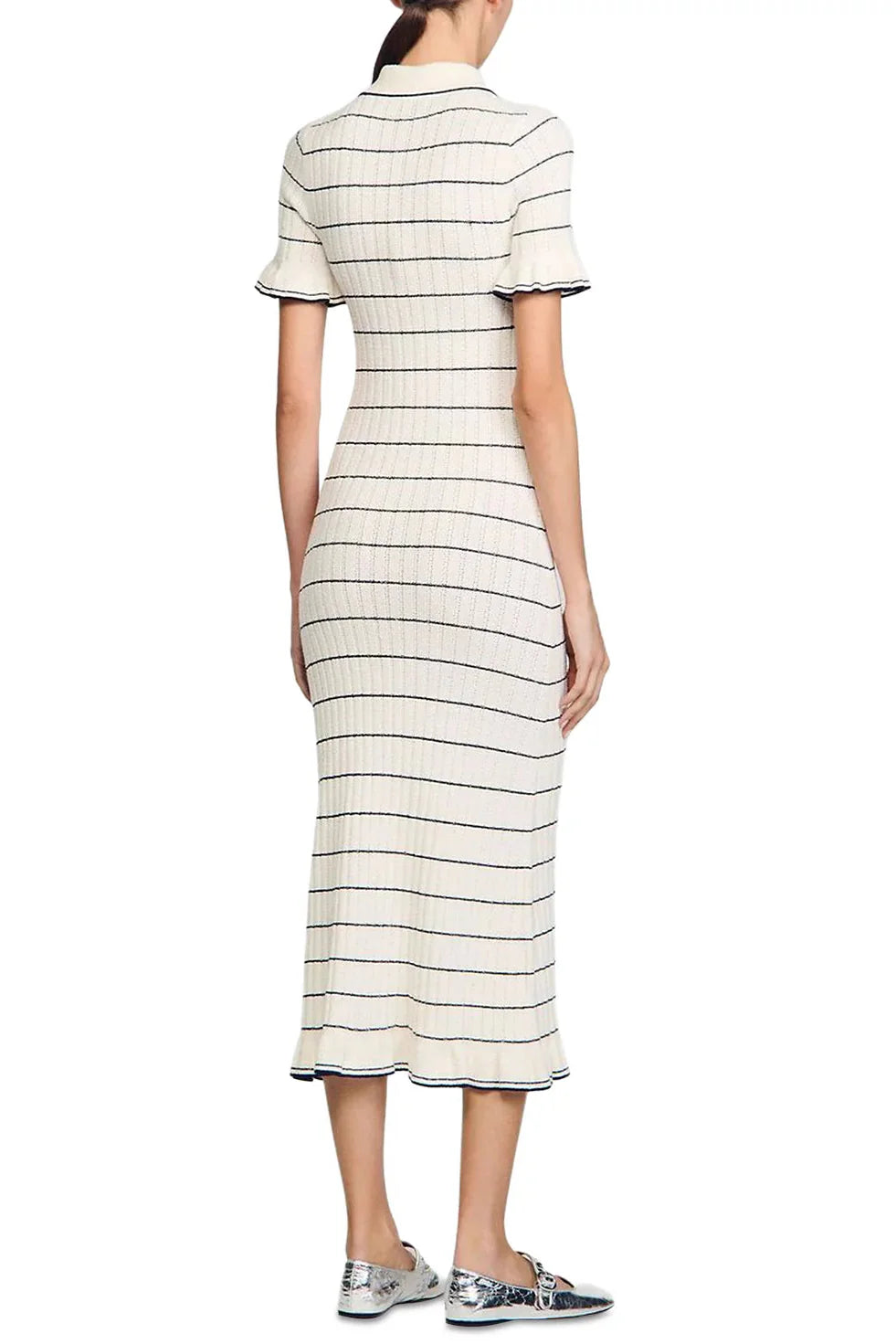 Stripe Knitted Maxi Dress in Ecru Avalabel