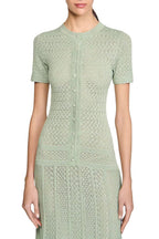 Yvonne Hollow Knit Maxi Dress in Almond Green Avalabel