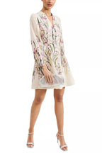 Floral Print Blouson Sleeve Mini Dress in Ivory Avalabel