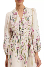 Floral Print Blouson Sleeve Mini Dress in Ivory Avalabel