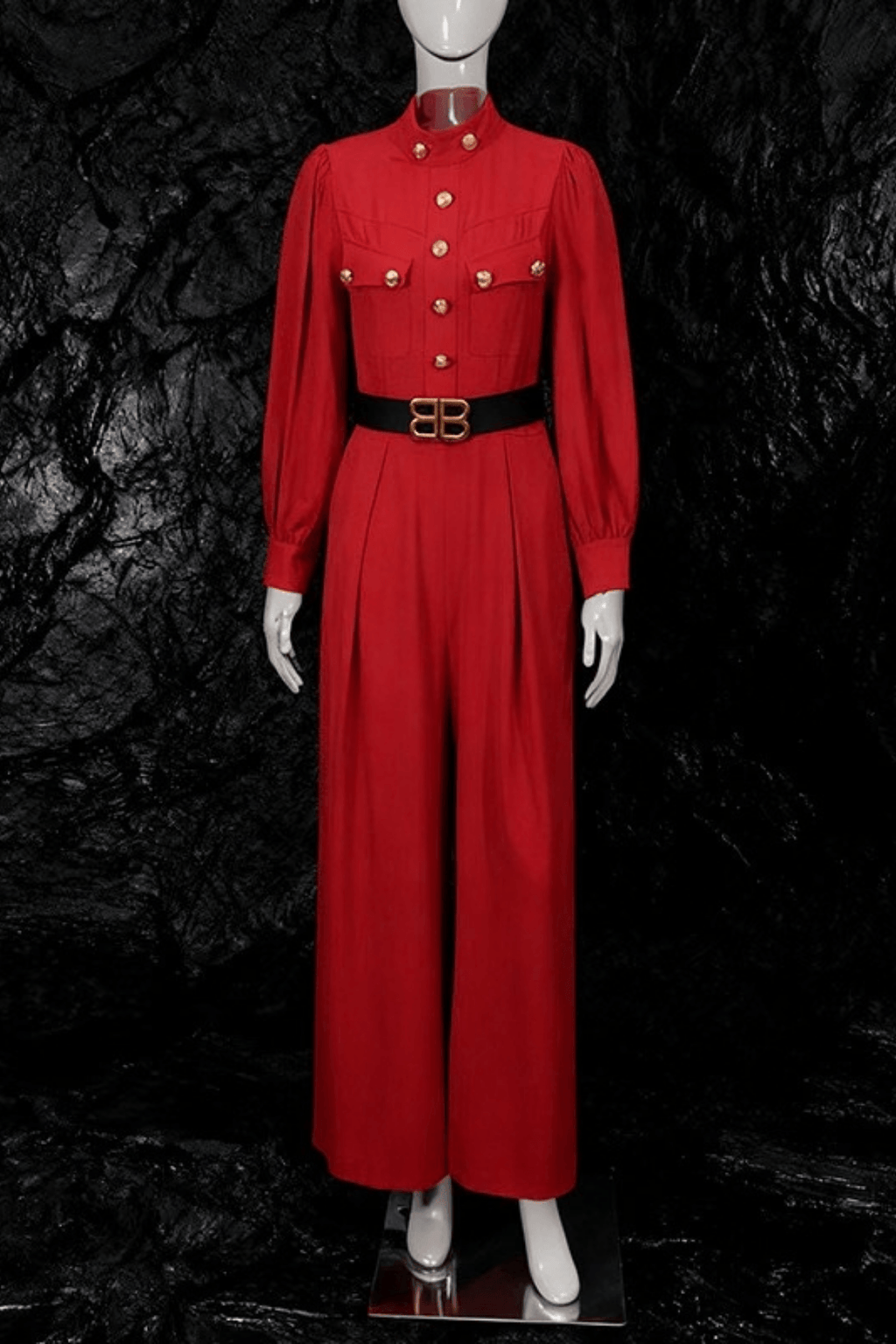 Elle Belted Long Sleeve Wide Leg Jumpsuit Avalabel