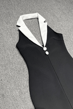 Stella Contrast Lapel Halter Mermaid Evening Dress Avalabel