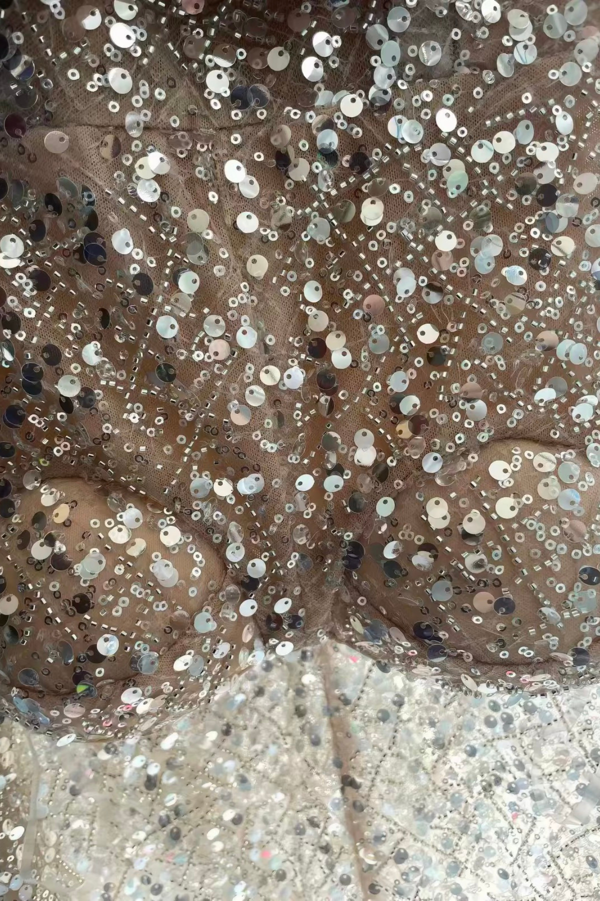 Luxury Shimmer Champagne Gold Sequin Strapless Mermaid Dress Avalabel