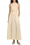 Sleeveless Lace Detail Maxi Dress in Light Yellow Avalabel