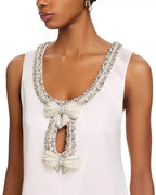 Rhinestones EmbellIshed Bow Mini Dress in White Avalabel