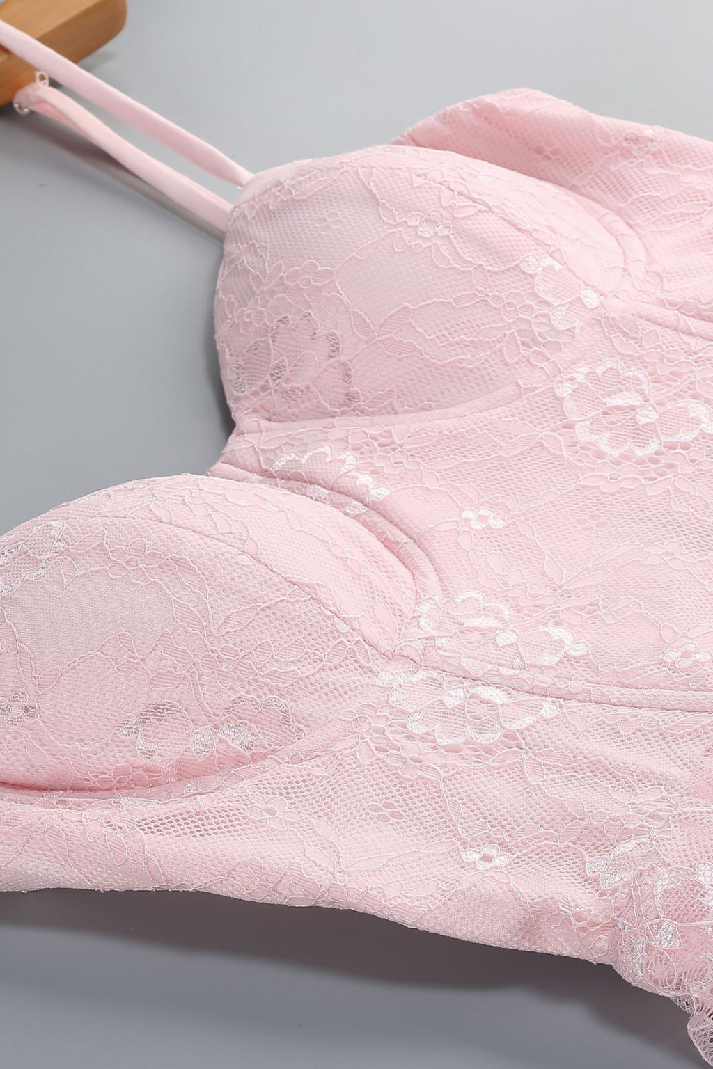 Seren Pink Spaghetti Strap Tiered Lace Slit Dress Avalabel