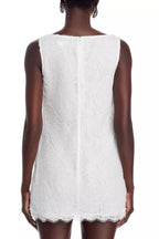 Bow Tulle Lace Mini Dress in White Avalabel