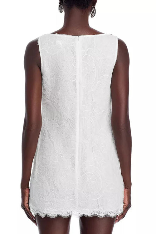 Bow Tulle Lace Mini Dress in White Avalabel