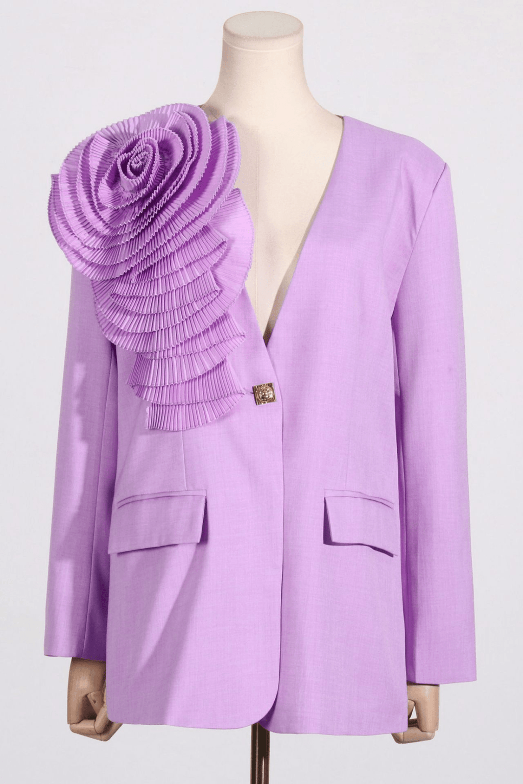 Jane Lavender 3D Ruffle Flower Blazer Avalabel