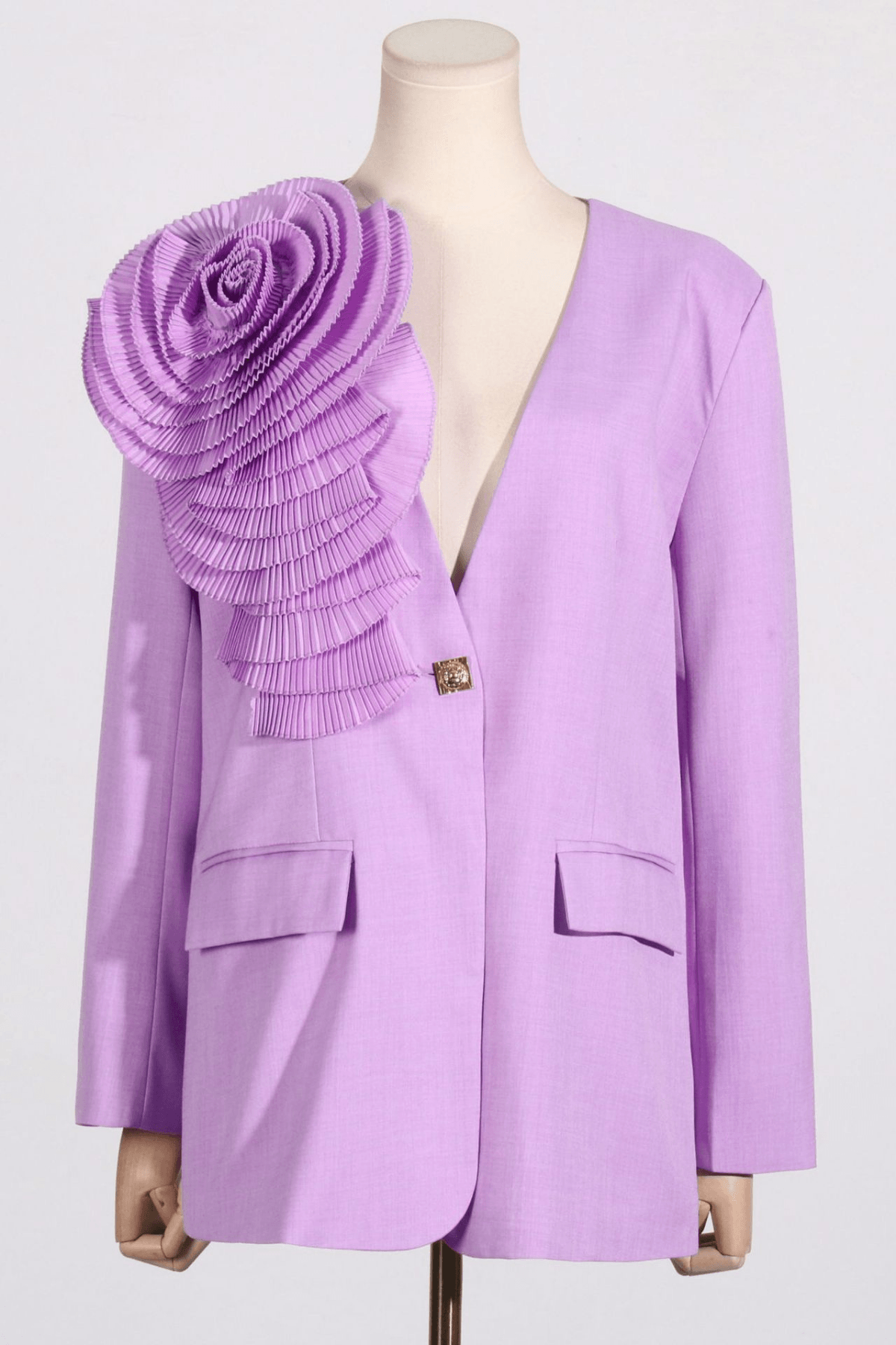Jane Lavender 3D Ruffle Flower Blazer Avalabel